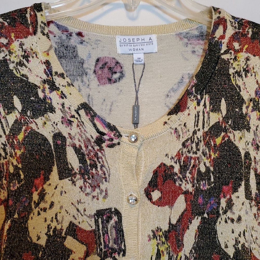 SALE: New Joseph A Multicolor Abstract Cardigan
